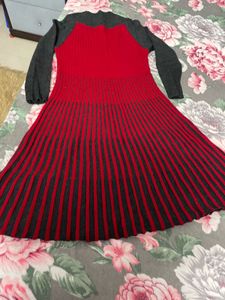 Red &amp; Gray Knit woolen Dress