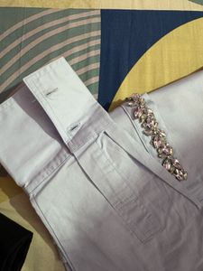 Light Blue Embellished Button Down Shirt