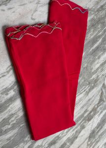 Vibrant Red saree Embroidered  blouse