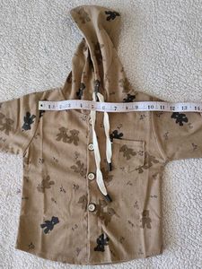 Adorable Teddy Bear Print Hooded Shirt