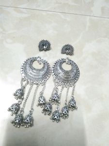 Long Hanging Jhumka + Small Earring