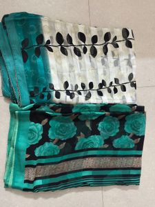 Beautiful Printed Teal Saree