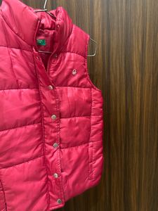 Hot Pink Puffer Jacket - Benetton (Size : S)