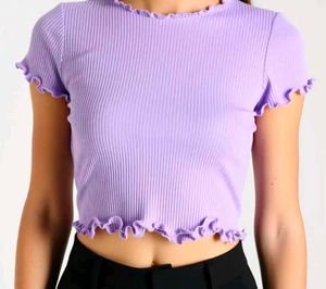 Ribbed Lettuce Trim Crop Top