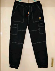 Black Cargo Pants with White Stitching