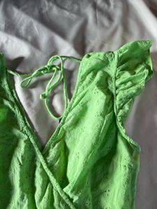 Lime Green Eyelet Wrap Top🍋‍🟩