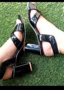 Chic Black Heels with suit and potli set