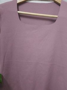 Basic Mauve Square Neck T-Shirt