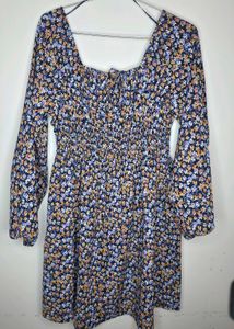 Fit &amp; Flare Smoked Floral Print Mini Dress