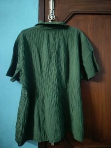 Green Textured Button-Up Shirt