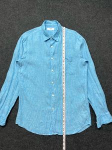 Men's Blue Linen Blend Shirt