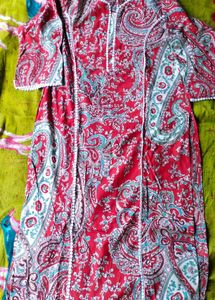 Beautiful Red Paisley Print Kurta