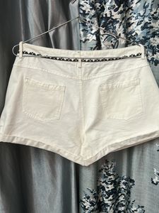 Embroidered White Shorts