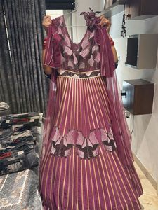 Elegant Maroon &amp; Gold Gown