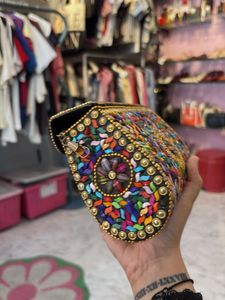 Boho Multicolor Beaded Clutch Bag