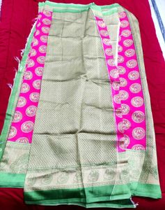 Pink Printed Saree with blouse piece