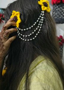 Handmade Crochet Sunflower Hair Clip