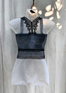 101110. Black Lace Crop Top