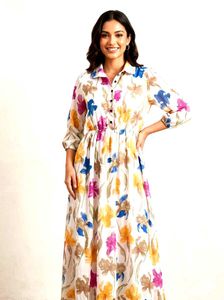 Colorful Floral Print Dress 🤍