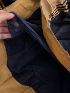 Navy Blue &amp; Gold Embroidered Anarkali Gown | Flare