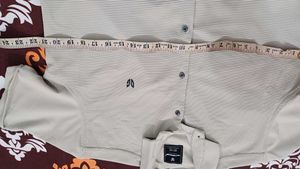 Men's Beige Striped Short Sleeve Shirt