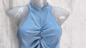 Ruched Halter Neck Crop Top