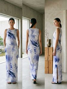 Abstract Print Sleeveless Dress(XS)