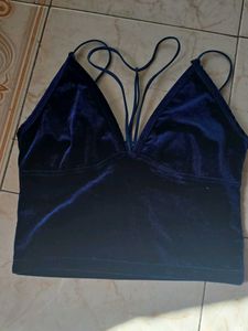 Blue Velvet Crop Top