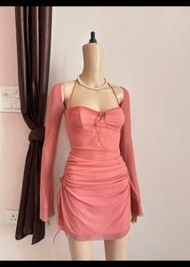 Chic Rose Mesh Bodycon Dress