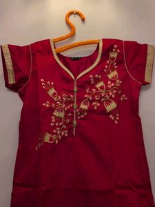 Elegant Dark Pink Embroidered Kurta with dupatta