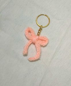 Handmade Pink Bow Keychain