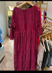 Plus Size Burgundy Lace Party Dress