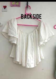 Berrylush White Bardot Top | Size Xs