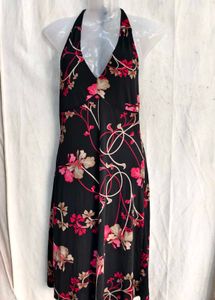 4729. Vintage Floral Halter Neck Maxi Dress