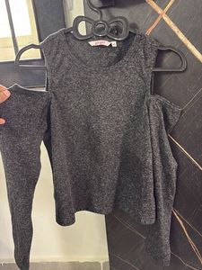 Grey Cold Shoulder Top
