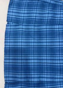 Blue Plaid Mini Skirt with Slits