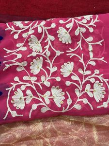 new party wear 2 in 1Embroidered Silk Saree