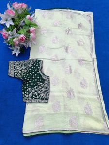 Green Jari Work Saree