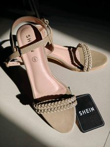 Women braided strap sling back kitten sandals