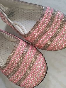 Embellished Pink &amp; Gold Flats