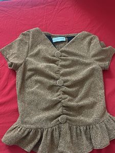 Sparkly Ruched Peplum Top