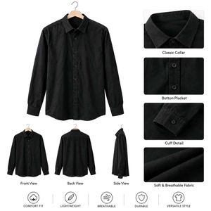 Classic Black Long Sleeve Button-Up Shirt. Size= M