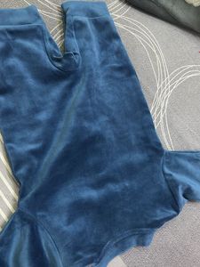 Soft Blue Velvet Baby Onesie