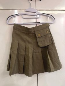 Olive Green Pleated Skirt