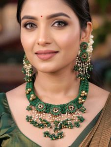 Emerald Green Floral Jewelry Set