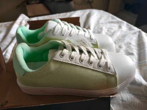 Stylish White &amp; Green Sneakers