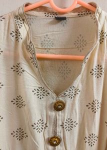Cream Printed Anarkali Kurta
