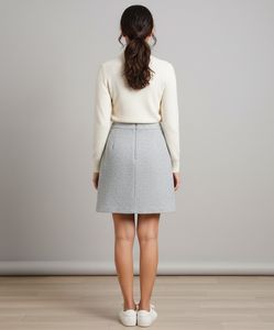 Grey Textured A-Line Skirt