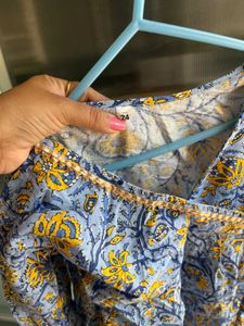 Blue Floral Kurta with sharara set