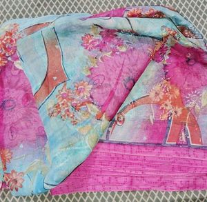 Light Blue Floral Saree